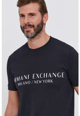 Armani Exchange Тениска мъжка в тъмносиньо с принт - Pepit.bg