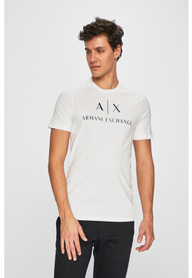 Armani Exchange Тениска в бяло с принт - Pepit.bg