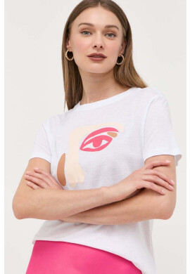 Armani Exchange Тениска с лен в бяло - Pepit.bg