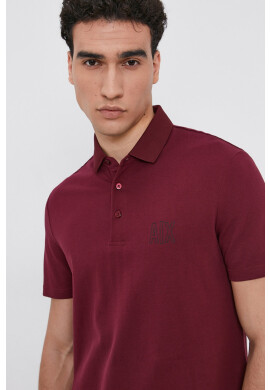 Armani Exchange Тениска с яка мъжка в бордо с изчистен дизайн - Pepit.bg
