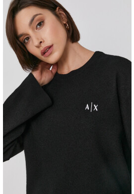 Armani Exchange Вълнен пуловер дамски в черно от лека материя - Pepit.bg