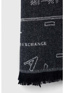 Armani Exchange Вълнен шал в тъмносиньо с десен - Pepit.bg