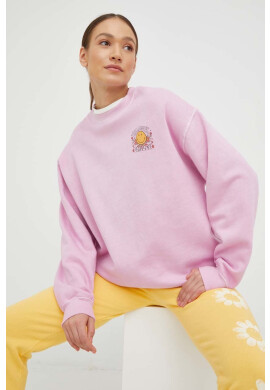 Billabong Памучен суичър X SMILEY в розово с принт - Pepit.bg