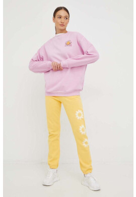 Billabong Памучен суичър X SMILEY в розово с принт - Pepit.bg