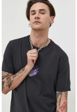Billabong Памучна тениска в черно с принт - Pepit.bg