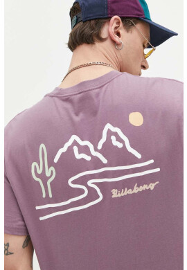 Billabong Памучна тениска в розово с принт - Pepit.bg
