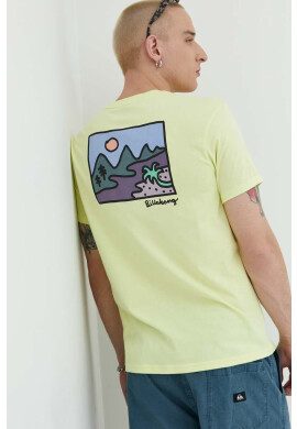 Billabong Памучна тениска в жълто с принт - Pepit.bg