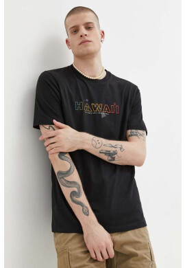Billabong Памучна тениска в черно с принт - Pepit.bg