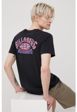 Billabong Памучна тениска в черно с принт - Pepit.bg
