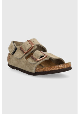 Birkenstock Детски сандали от велур Milano в бежово - Pepit.bg