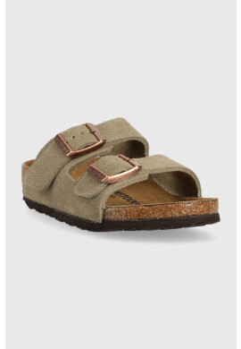 Birkenstock Детски велурени чехли в бежово - Pepit.bg