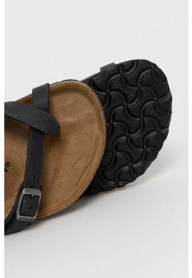 Birkenstock Кожени чехли дамски в черно с равна подметка - Pepit.bg