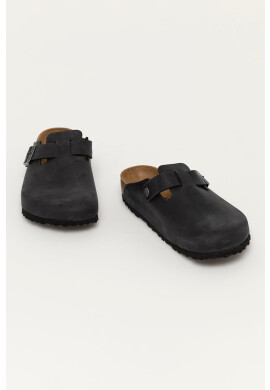 Birkenstock Велурени чехли Boston SFB в черно 59461 - Pepit.bg