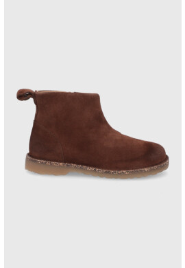 Birkenstock Велурени боти дамски в кафяво с равна подметка - Pepit.bg