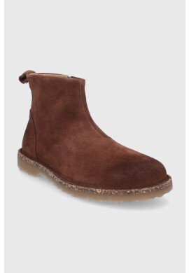 Birkenstock Велурени боти дамски в кафяво с равна подметка - Pepit.bg