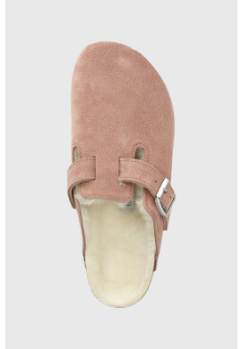 Birkenstock Велурени чехли Boston в розово - Pepit.bg