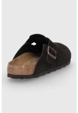 Birkenstock Велурени чехли Boston в кафяво - Pepit.bg