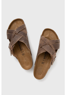 Birkenstock Велурени чехли Lugano мъжки в кафяво - Pepit.bg