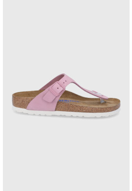 Birkenstock Велурени джапанки Gizeh дамски в лилаво с равна подметка - Pepit.bg