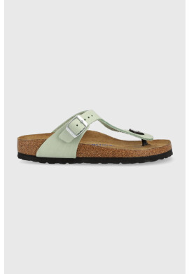 Birkenstock Велурени джапанки Gizeh SFB в зелено с равна подметка 1024062 - Pepit.bg