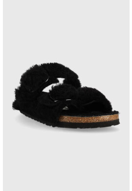 Birkenstock Вълнени пантофи Arizona BB Shearling в черно - Pepit.bg