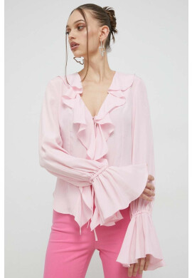 Blugirl Blumarine Блуза с коприна в розово с изчистен дизайн - Pepit.bg