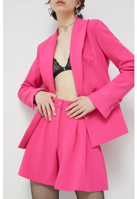 Blugirl Blumarine Къс панталон в розово с изчистен дизайн с висока талия - Pepit.bg