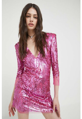Blugirl Blumarine Рокля в розово къс модел с кройка по тялото - Pepit.bg