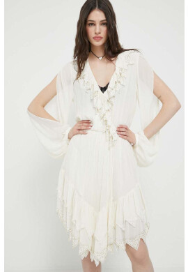 Blugirl Blumarine Рокля в бежово къс модел разкроен модел - Pepit.bg