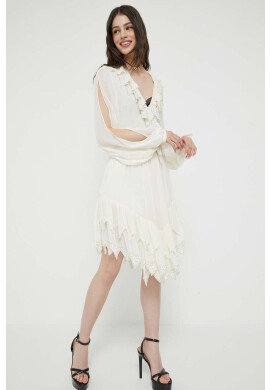 Blugirl Blumarine Рокля в бежово къс модел разкроен модел - Pepit.bg