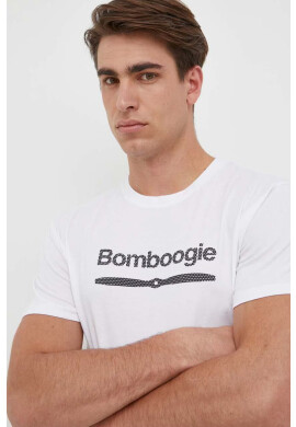 Bomboogie Памучна тениска в бяло с принт - Pepit.bg