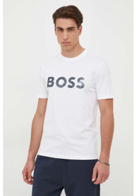 Boss Green Памучна тениска BOSS в бяло с принт - Pepit.bg
