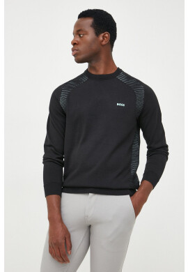 Boss Green Памучен пуловер BOSS Boss Athleisure мъжки в черно от лека материя - Pepit.bg