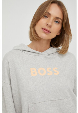 Boss Памучен суичър в сиво с изчистен дизайн - Pepit.bg