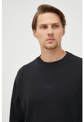 Boss Orange Памучен суичър BOSS Boss Casual в черно с изчистен дизайн - Pepit.bg