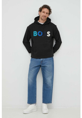 Boss Orange Памучен суичър BOSS BOSS CASUAL в сиво с качулка с изчистен дизайн - Pepit.bg
