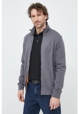 Boss Orange Памучен суичър BOSS CASUAL в сиво с изчистен дизайн - Pepit.bg