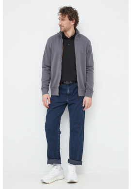 Boss Orange Памучен суичър BOSS Boss Casual в черно с изчистен дизайн - Pepit.bg