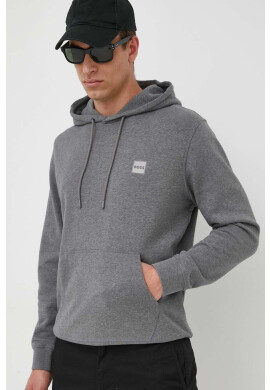 Boss Orange Памучен суичър BOSS BOSS CASUAL в сиво с качулка с изчистен дизайн - Pepit.bg