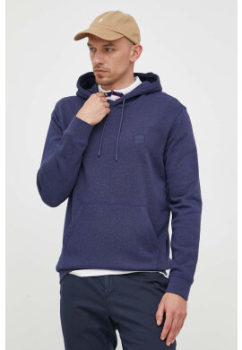 Boss Orange Памучен суичър BOSS BOSS CASUAL в тъмносиньо с качулка с изчистен дизайн - Pepit.bg
