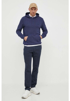 Boss Orange Памучен суичър BOSS BOSS CASUAL в тъмносиньо с качулка с изчистен дизайн - Pepit.bg