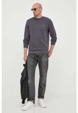 Boss Orange Памучен суичър BOSS BOSS CASUAL в сиво с апликация - Pepit.bg