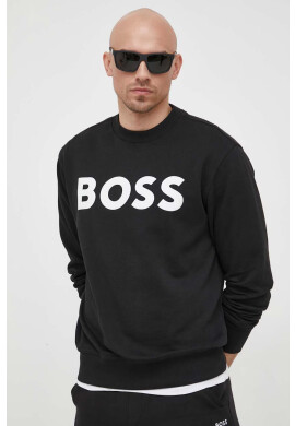 Boss Orange Памучен суичър в черно с принт - Pepit.bg
