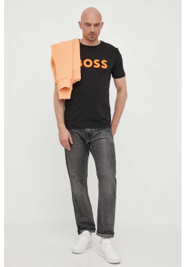 Boss Orange Памучен суичър в оранжево с принт - Pepit.bg