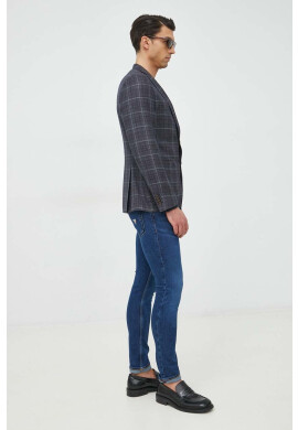Boss Orange Памучна блуза с дълги ръкави BOSS Boss Casual в тъмносиньо с апликация - Pepit.bg