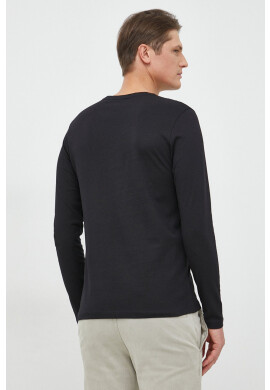 Boss Orange Памучна блуза с дълги ръкави BOSS Boss Casual в черно с апликация - Pepit.bg