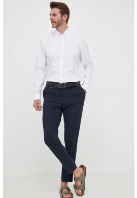 Boss Orange Памучна риза мъжка в бяло със стандартна кройка с италианска яка - Pepit.bg
