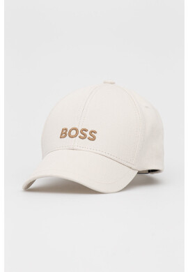 Boss Памучна шапка в бежово с изчистен дизайн - Pepit.bg