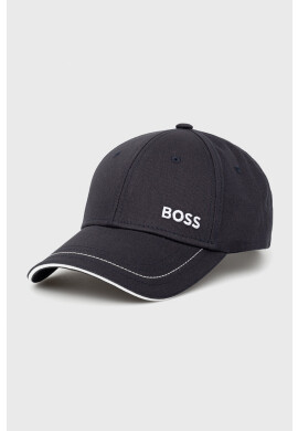 Boss Памучна шапка Athleisure в тъмносиньо с апликация - Pepit.bg