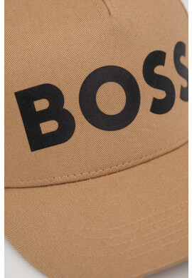 Boss Памучна шапка с козирка в бежово с изчистен дизайн - Pepit.bg